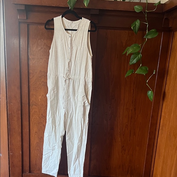 Chic Sleeveless Jumpsuit Linen Cotton - Picture 1 of 5